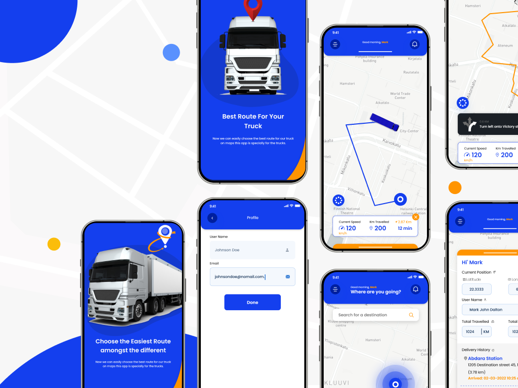 FleetTrack Pro real-time truck tracking application
